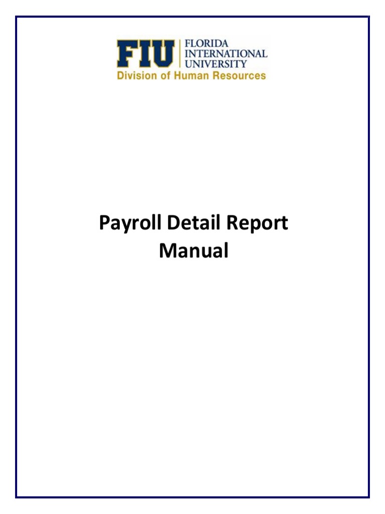 Payroll Detail Report Manual PDF Payroll Tax Employment