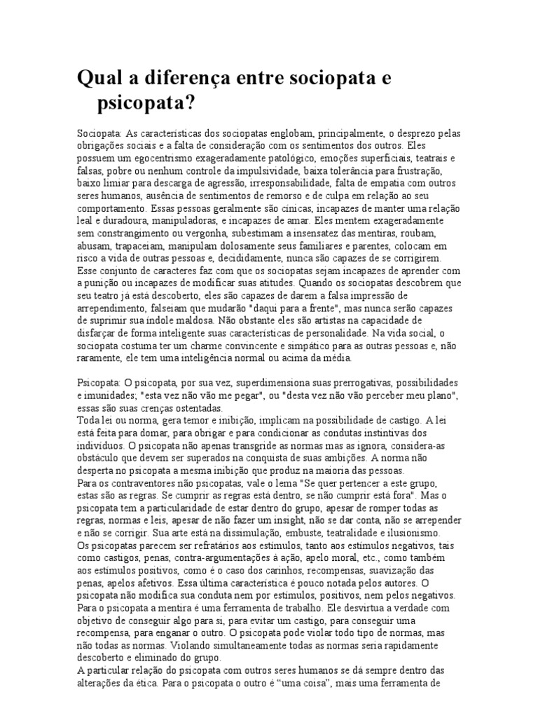 Qual a diferença entre sociopata e psicopata | Transtorno de ...