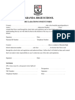 Maranda High School: Declaration/Consent Form