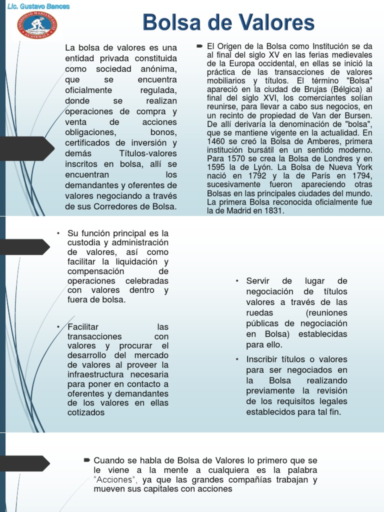Historia y Funciones de la Bolsa de Valores | PDF | Bolsa | Nasdaq