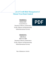 An Analysis of Credit Risk Management of Mutual Trust Bank Limited