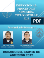 Inducción Al Proceso de Admisión, Ciclo Escolar 2022