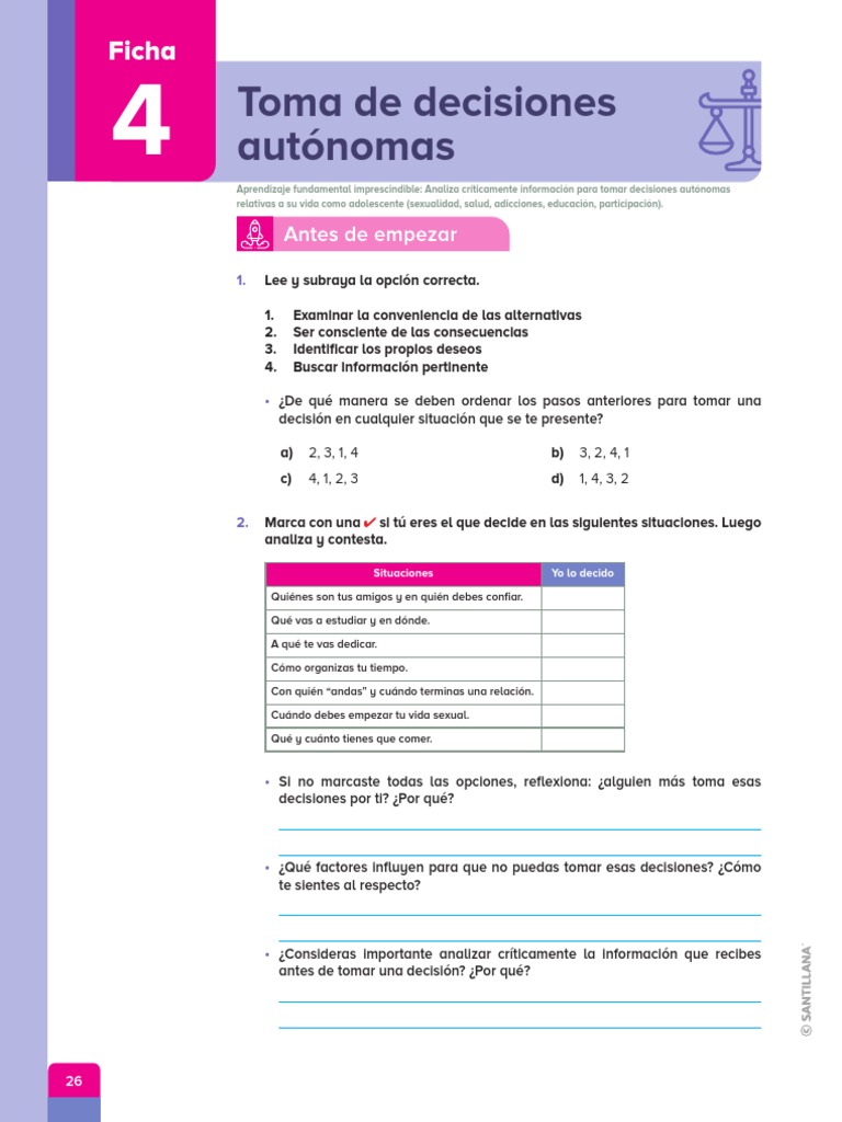 Decisiones Autónomas en la Adolescencia | PDF | Toma de decisiones ...