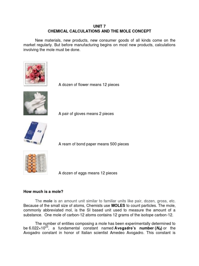 Understanding Moles and Chemical Calculations | PDF | Mole (Unit ...