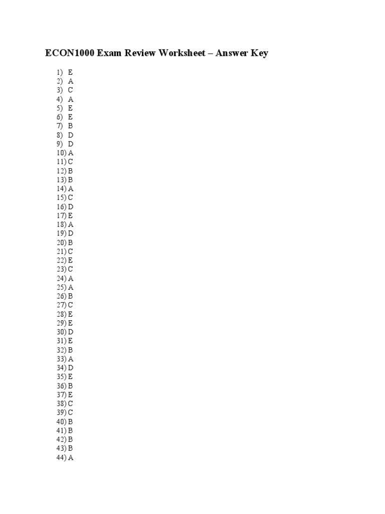 ECON1000 Exam Review Answer Key | PDF | Teaching Methods & Materials