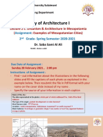 History of Architecture I: Lecture 2 C. Urbanism & Architecture in Mesopotamia (: Examples of Mesopotamian Cities)