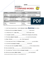Commonly Confused Words - Grammar Worksheet