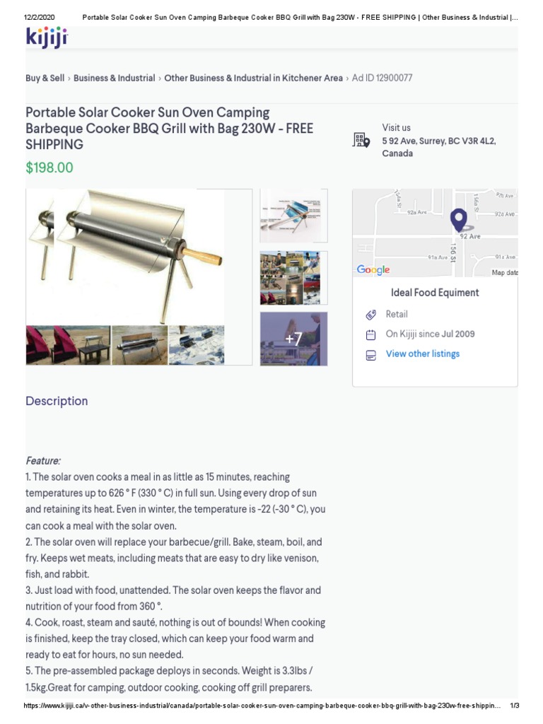 Portable Solar Cooker Sun Oven Camping Barbeque Cooker BBQ Grill With