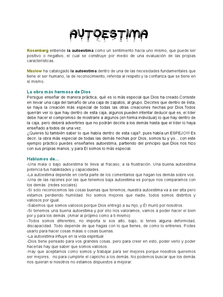 La autoestima: clave para el bienestar | PDF | Autoestima