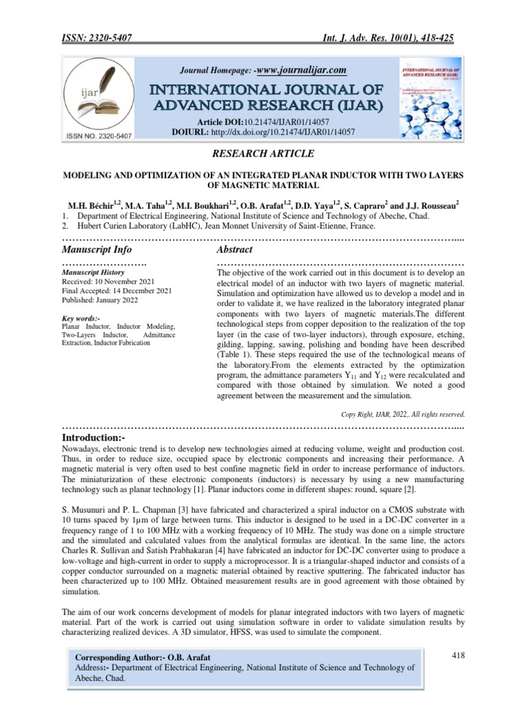 Modeling and Optimization of An Integrated Planar Inductor With Two ...