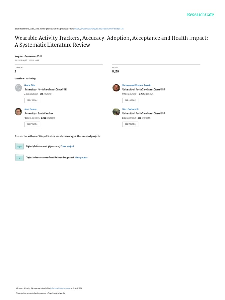 Wearable Activity Trackers, Accuracy, Adoption, Acceptance and Health