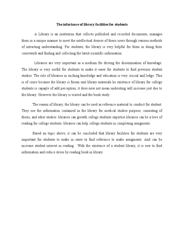 The Infortance of Library Facilities For Students | PDF | Career ...