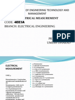Arya Institute of Engineering Technology and Management Subject: Electrical Measurement Code: 4Ee3A Branch: Electrical Engineering