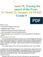 Week 21, January 24-28-022 Lesson 15, Grade 9, Tracing the Development of Essay