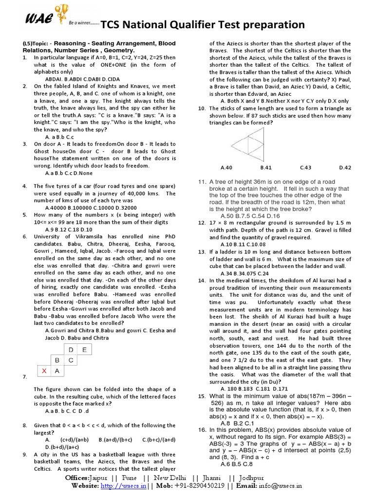 TCS National Qualifier Test Prep Guide | PDF | Length | Elementary ...