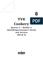 TVE Cookery: Quarter 2 - Module 3: Identifying Customer's Needs and Services (Week 5)