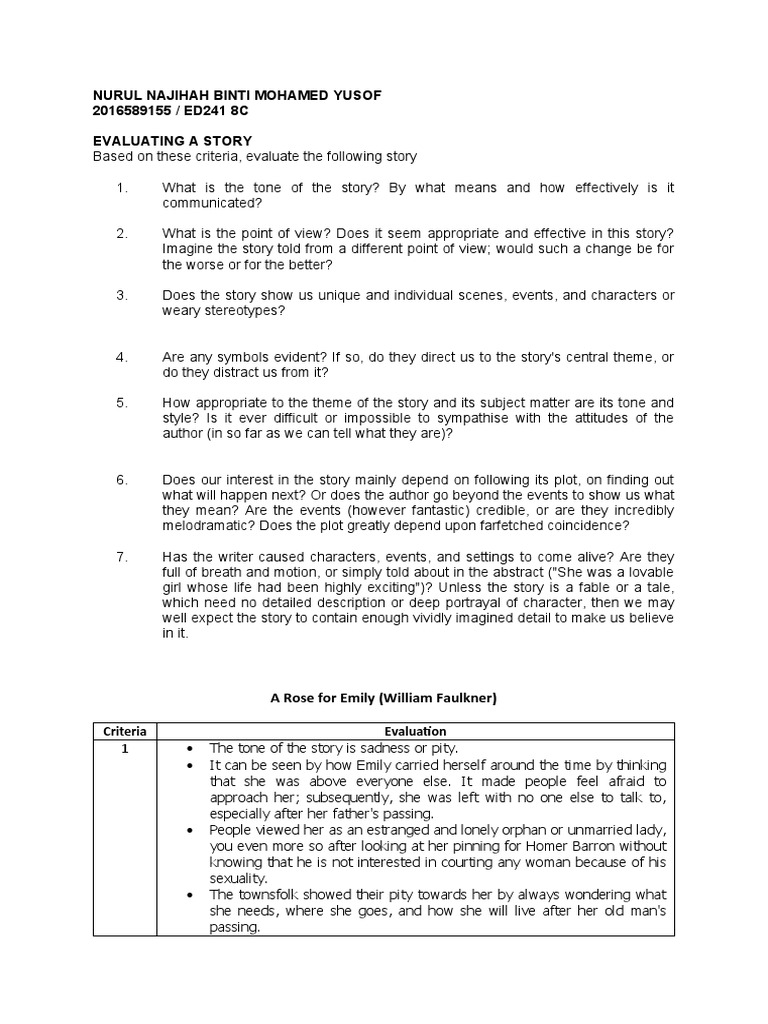 Literature - Story's Evaluation | PDF | Narration