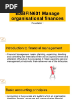 BSBFIN601 Manage Organisational Finances: Presentation 1