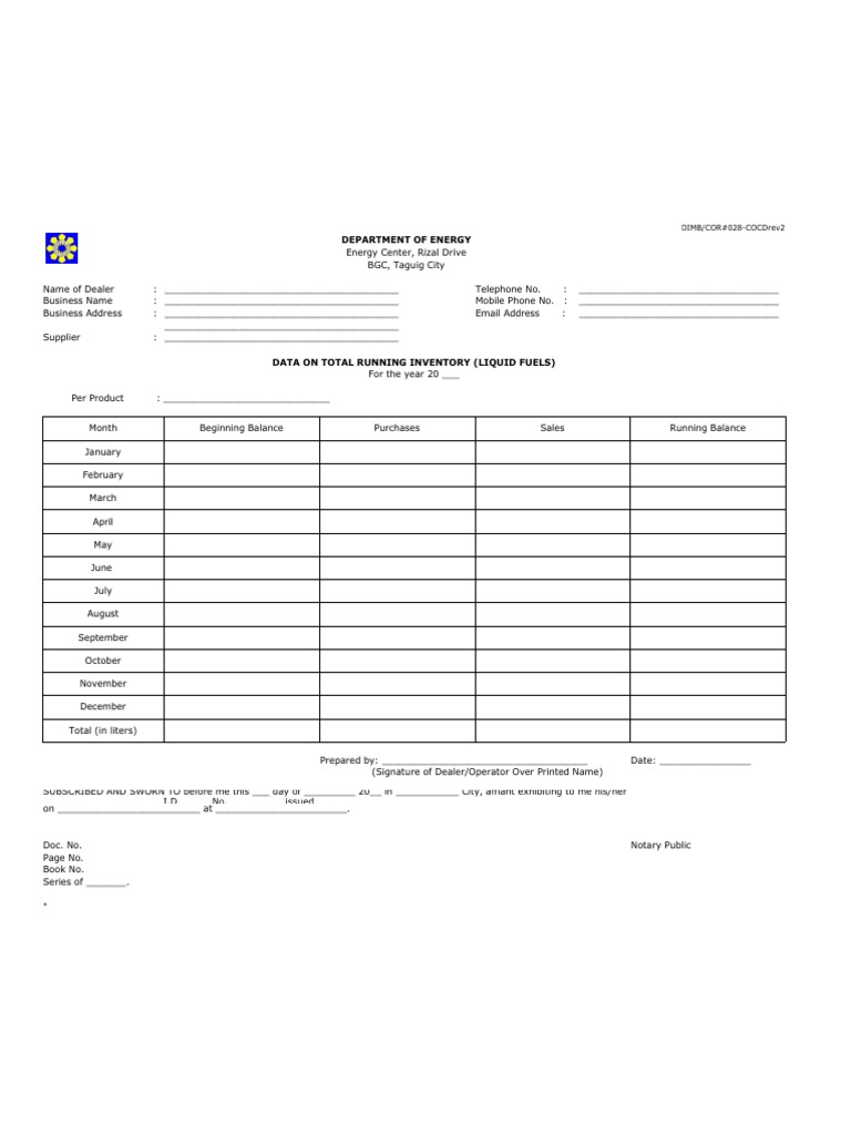 Total Running Inventory Form | PDF | Finance & Money Management
