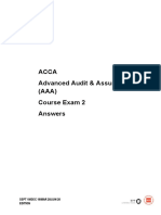 ACCA - Advanced Audit and Assurance (AAA) - Course Exam 2 Answers - 2019