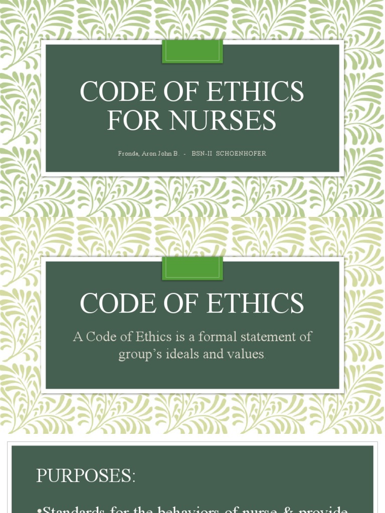 Nursing Code of Ethics Overview | PDF | Nursing | Applied Ethics