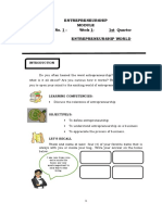 Entrepreneurship Module No. 1: Week 1: 1st Quarter Topic: Entrepreneurship World