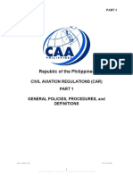 Republic of The Philippines: Civil Aviation Regulations (Car) General Policies, Procedures, and Definitions