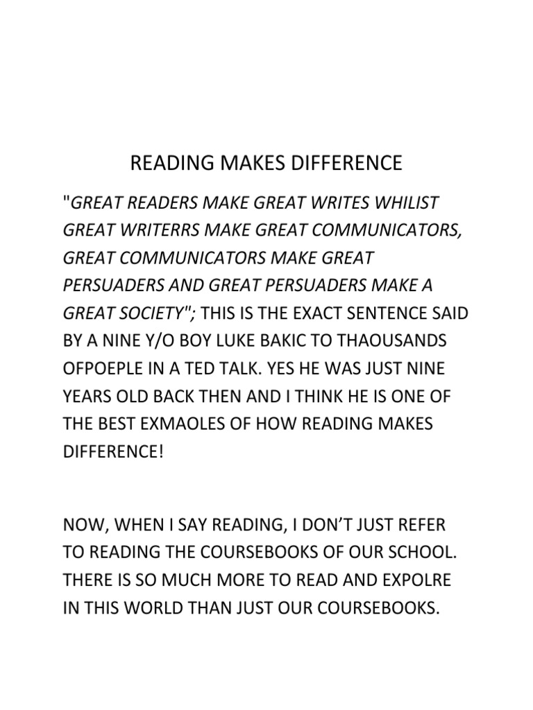 Reading Makes Difference | PDF