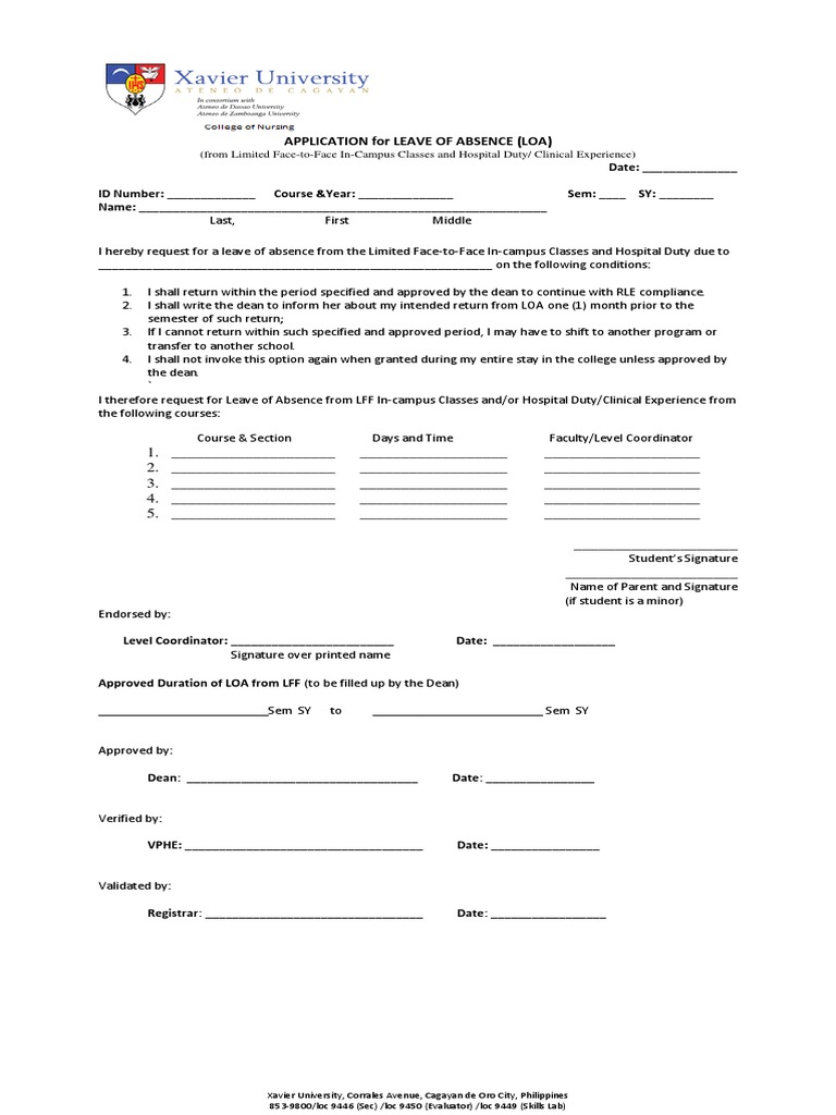 Application For Leave of Absence (Loa) | PDF | Career & Growth