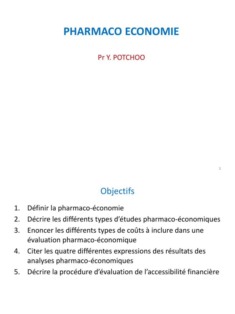 Pharmacoéconomie PDF Essai clinique Soins de santé 