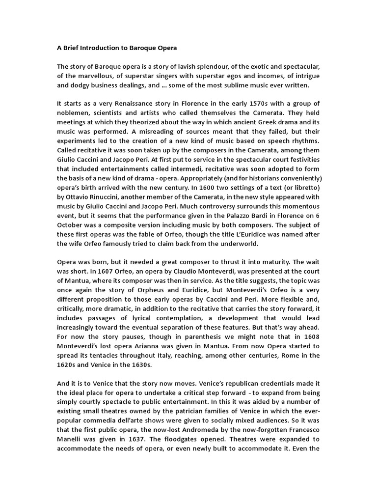 A Brief Introduction To Baroque Opera | Download Free PDF | Opera ...