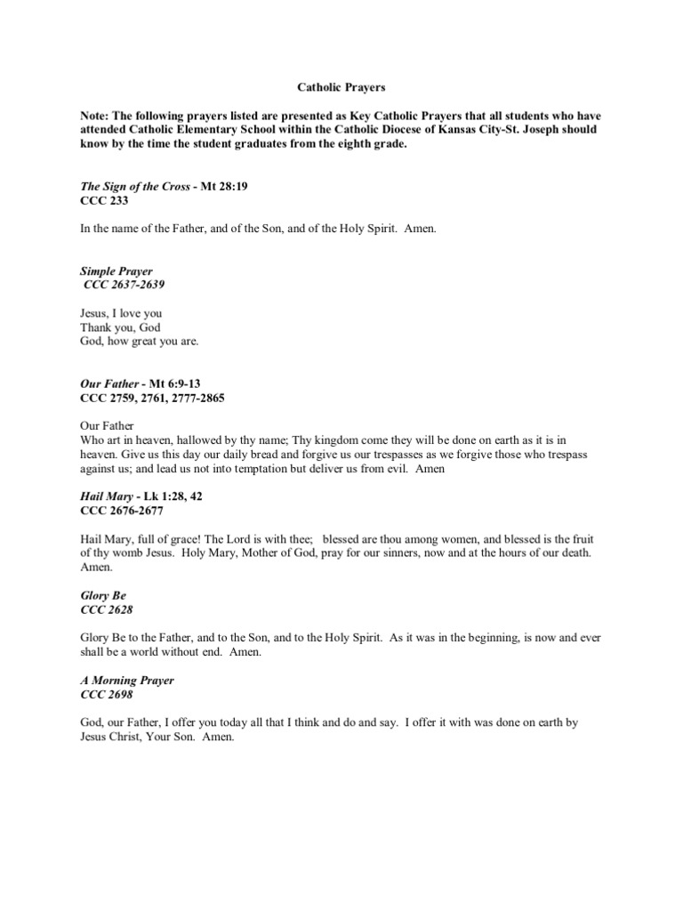 Catholic Prayers | PDF | God The Father | Lord's Prayer