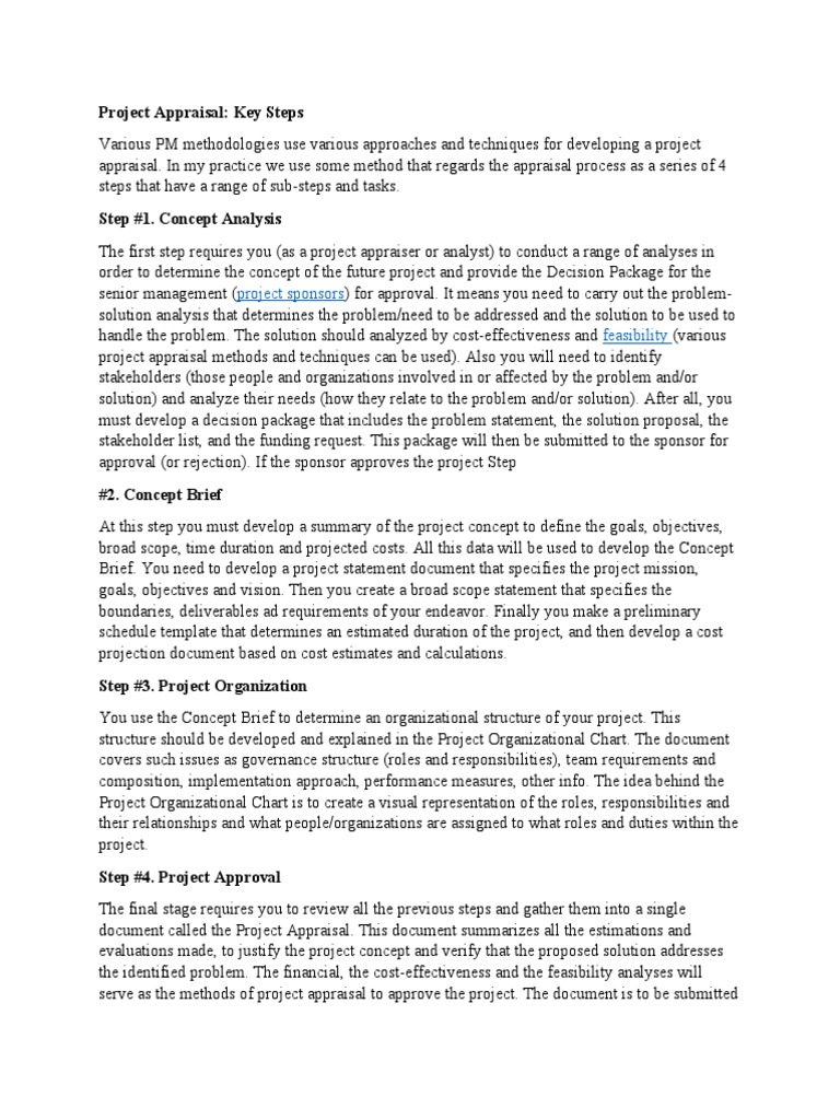 Project Appraisal Process Explained | PDF | Real Estate Appraisal ...