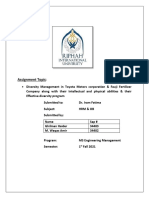 Assignment Topic:: - Diversity Management in Toyota Motors Corporation & Fauji Fertilizer