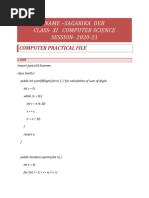 Class XI Sample Practical File Computer