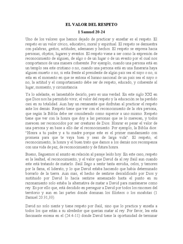 El Valor Del Respeto | PDF | David | Saulo
