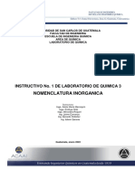 Instructivo No. 1 de Laboratorio Quimica 3 2020 Revision No. 4 2022