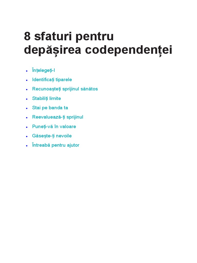 8 Sfaturi Pentru Depășirea Codependenței | PDF