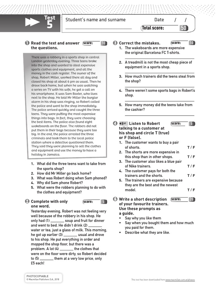 Phases 2 2nd Ed Tests U5-End-of-course | PDF | Drake (Musician)