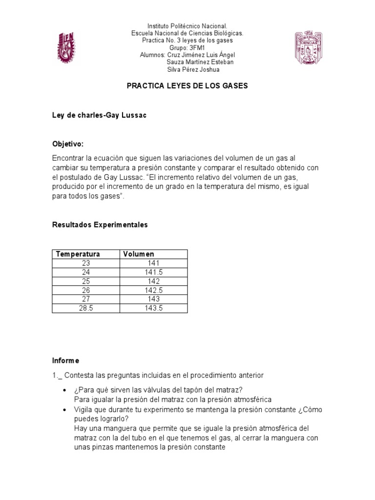 Ley de Charles y Gay-Lussac en Gases | PDF | Gases | Temperatura