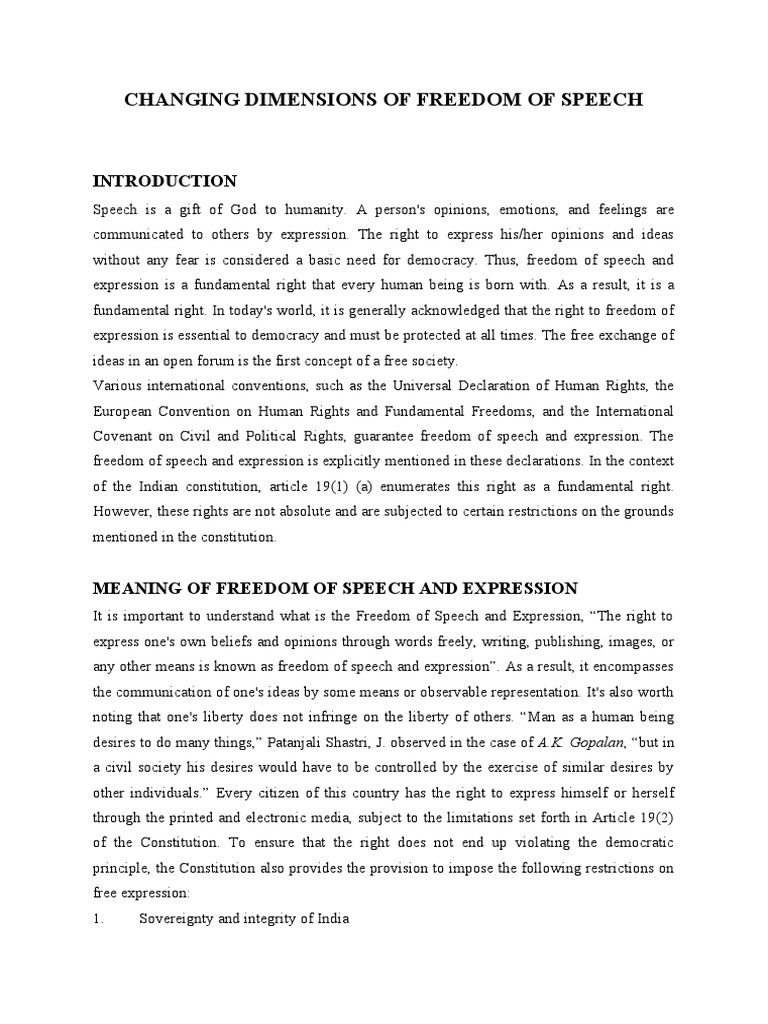 Evolving Landscape of Free Speech Rights | PDF | Freedom Of Speech ...