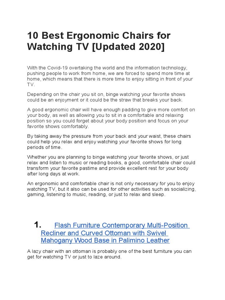 10 Best Ergonomic Chairs For Watching TV Download Free PDF Chair
