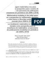 2-A Modelagem Matemática Nos Anos Iniciais Como Perspectiva Para o Ensino de Matemática- Um Panorama de Publicações Brasileiras Em Periódicos (de 2009 a 2018)