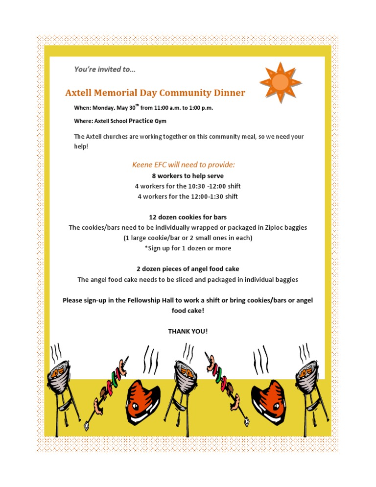 Axtell Memorial Day Community Dinner You're Invited To PDF