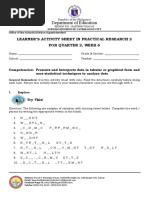 Department of Education: Learner'S Activity Sheet in Practical Research 2 For Quarter 2, Week 6