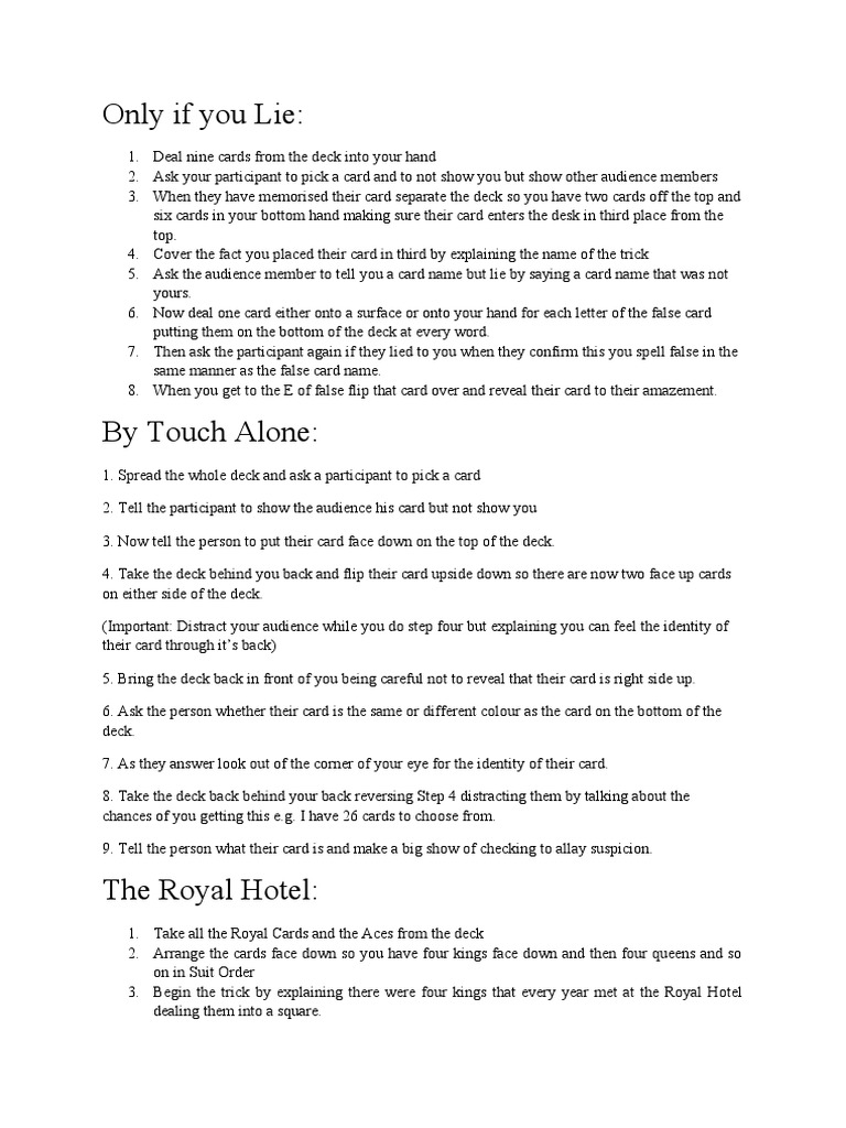 Magic Tricks PDF Playing Cards Games Of Mental Skill