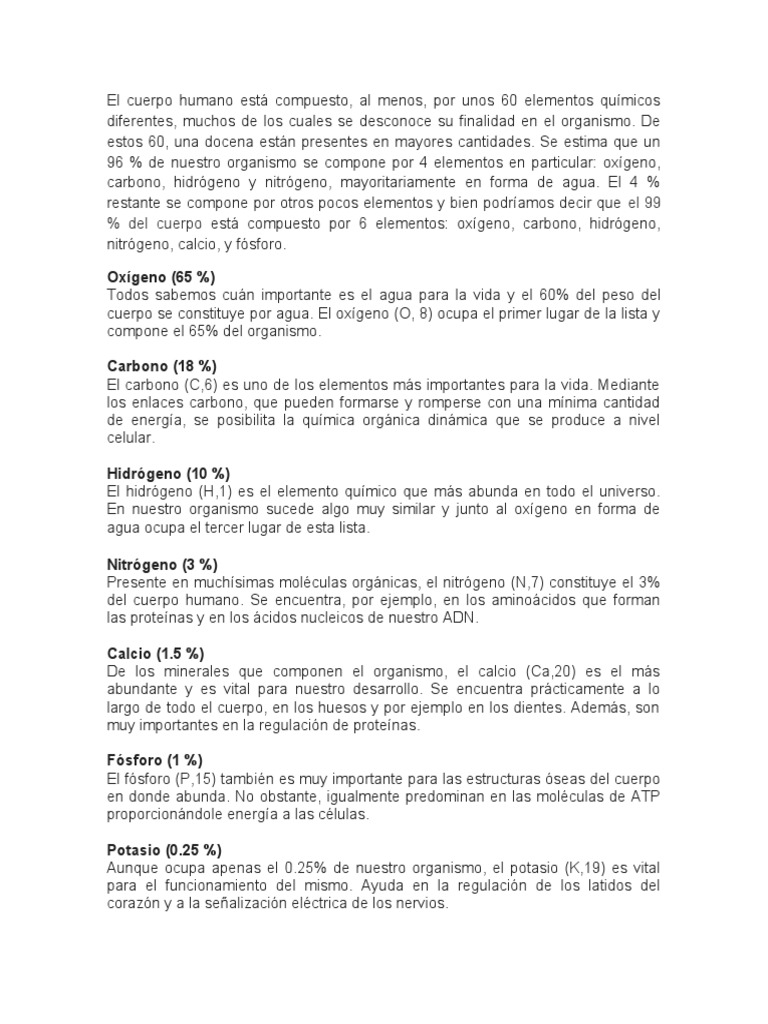 Elementos Del Cuerpo Humano | PDF | Cuerpo humano | Organismos