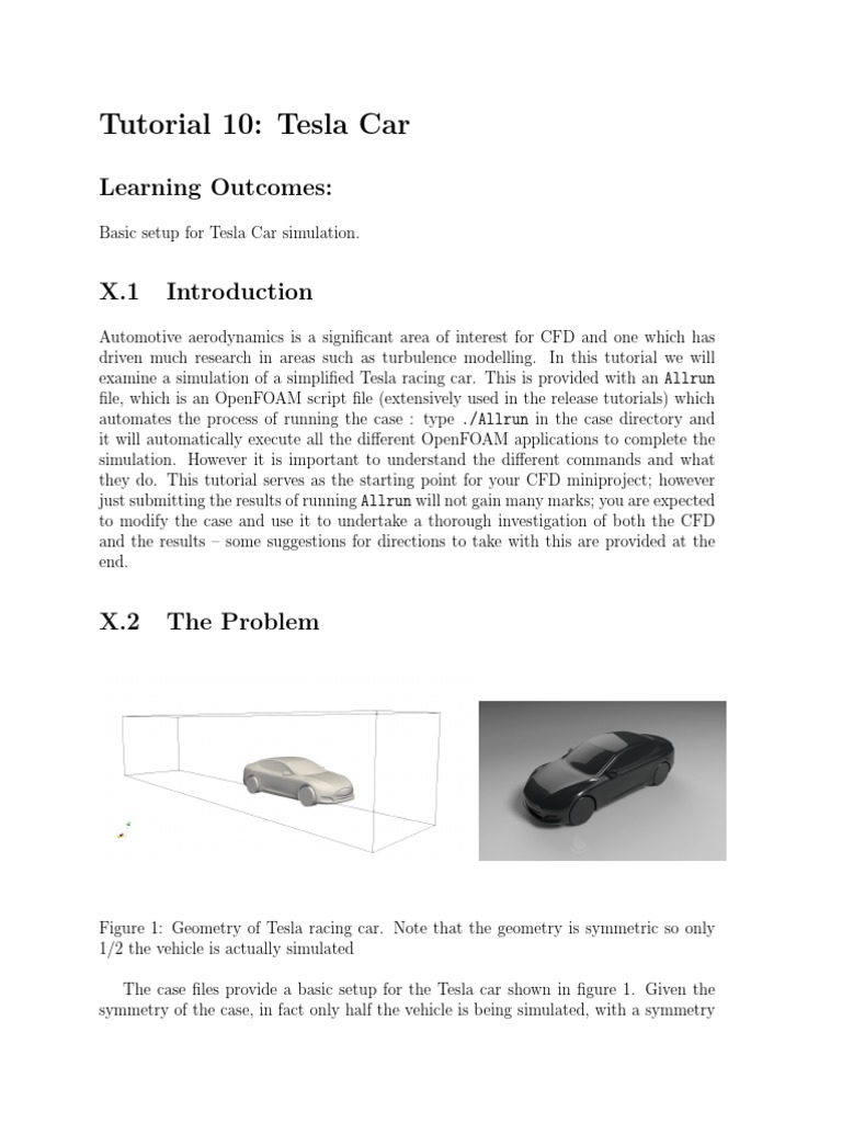 Tutorial 10: Tesla Car: Learning Outcomes | PDF | Computational Fluid ...