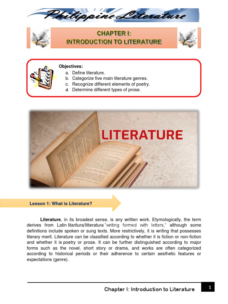 Chapter I Introduction To Literature Pdf Poetry Metre Poetry