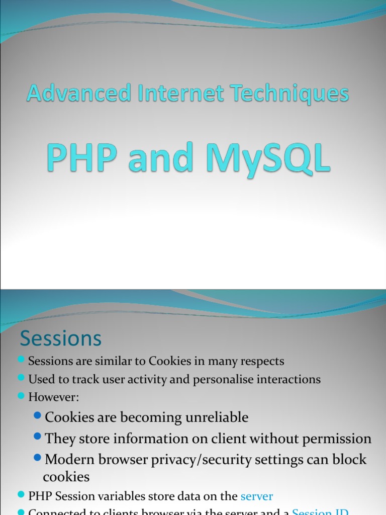 Lecture 7 - PHP and MySQL | PDF | Http Cookie | Databases